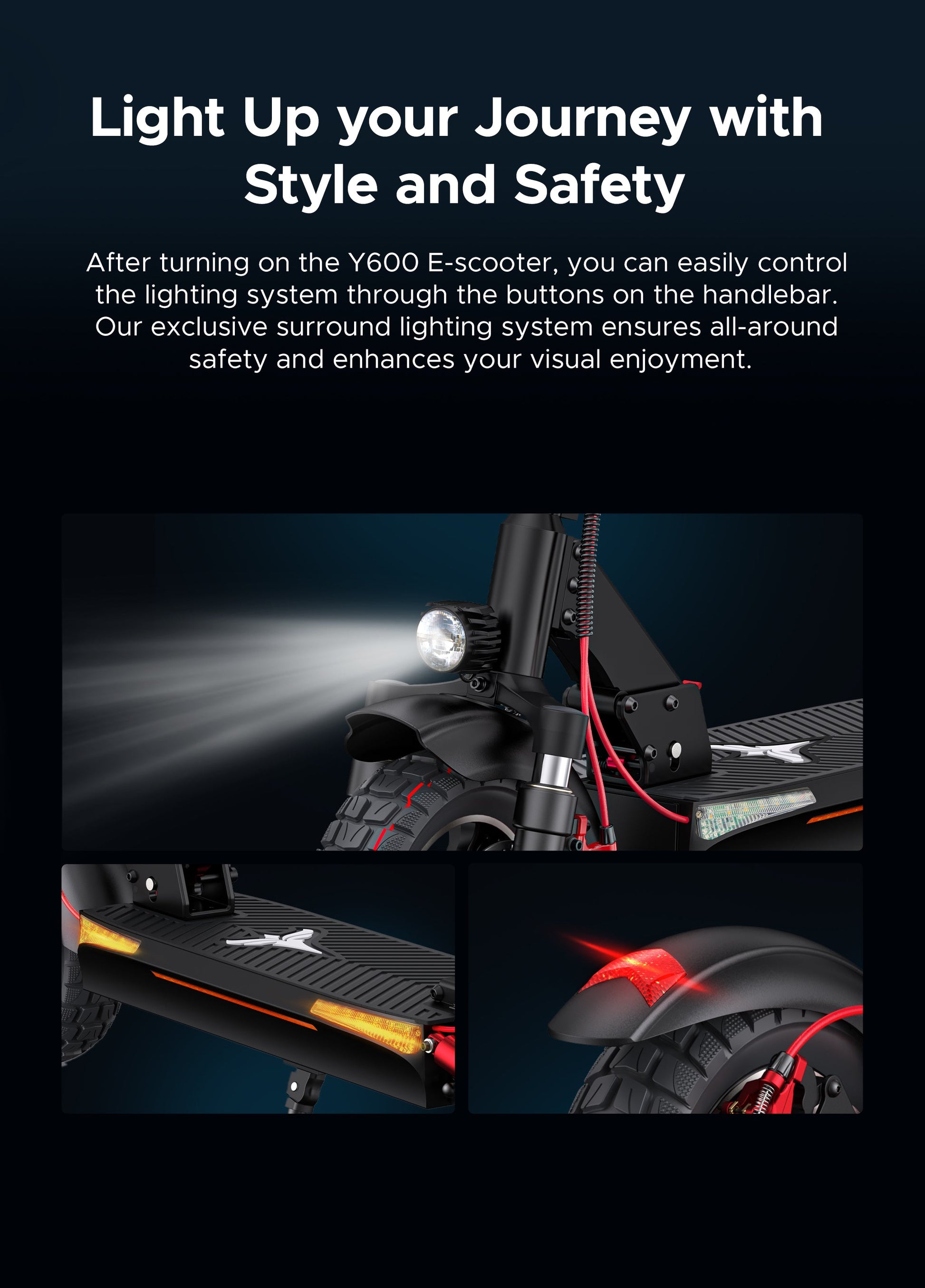ENGWE Y600 830W Seated E-Scooter 70km Range 48V 18Ah Battery - PicarlyRide