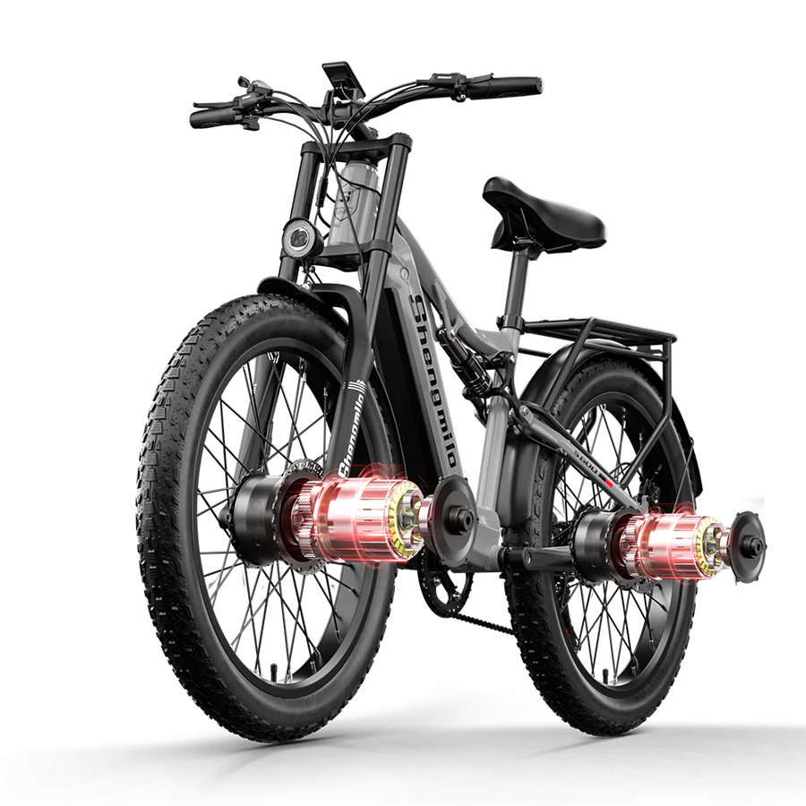 SHENGMILO  S600 2000W Dual Motor Electric Bike 50KM Range 48V 17.5AH Samsung Battery - PicarlyRide