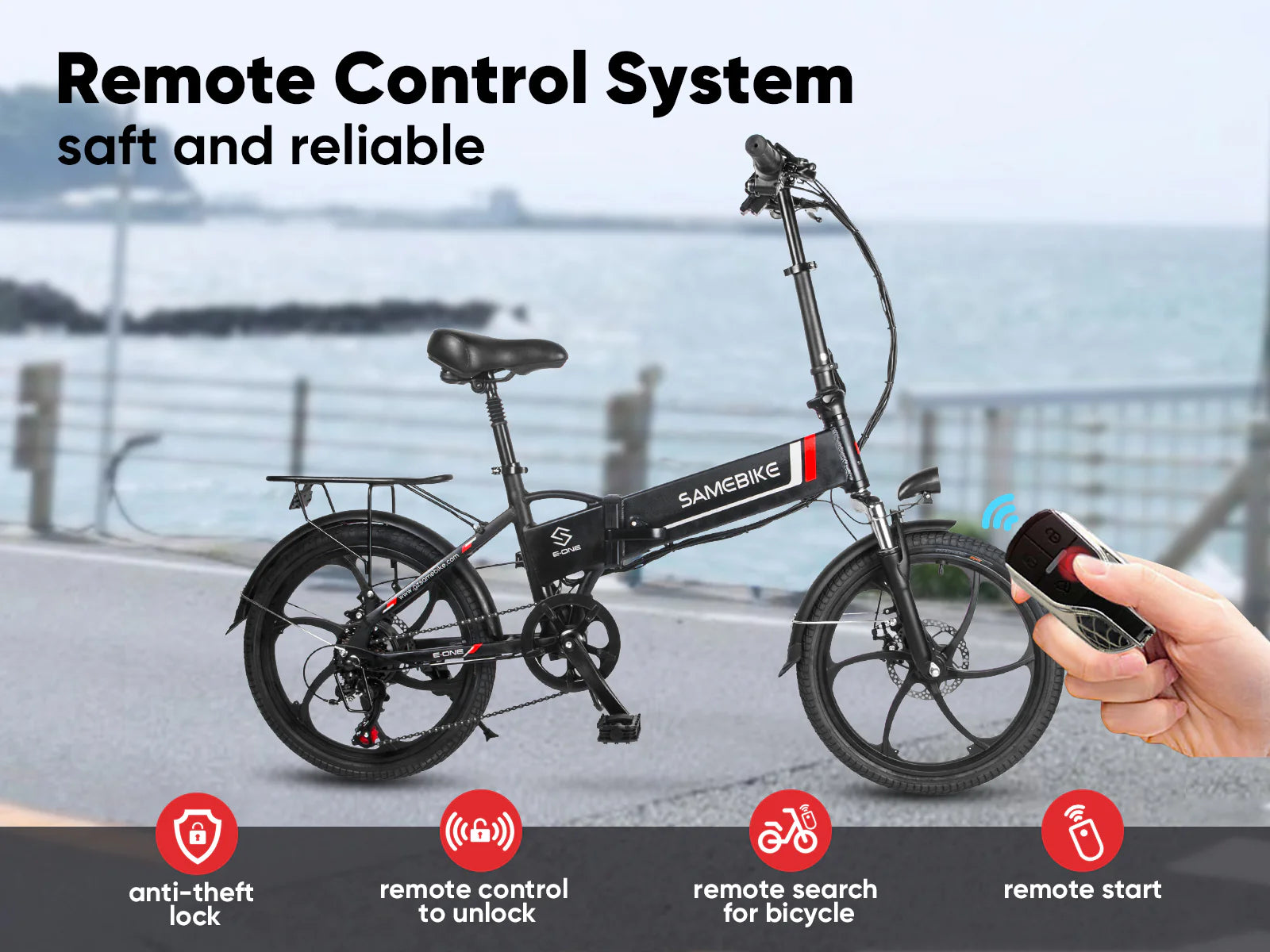 SAMEBIKE 20LVXD30 250W Motor Electric Folding Bike 60km Range 48V 10Ah Battery 25km/h Speed Seat Suspension - PicarlyRide
