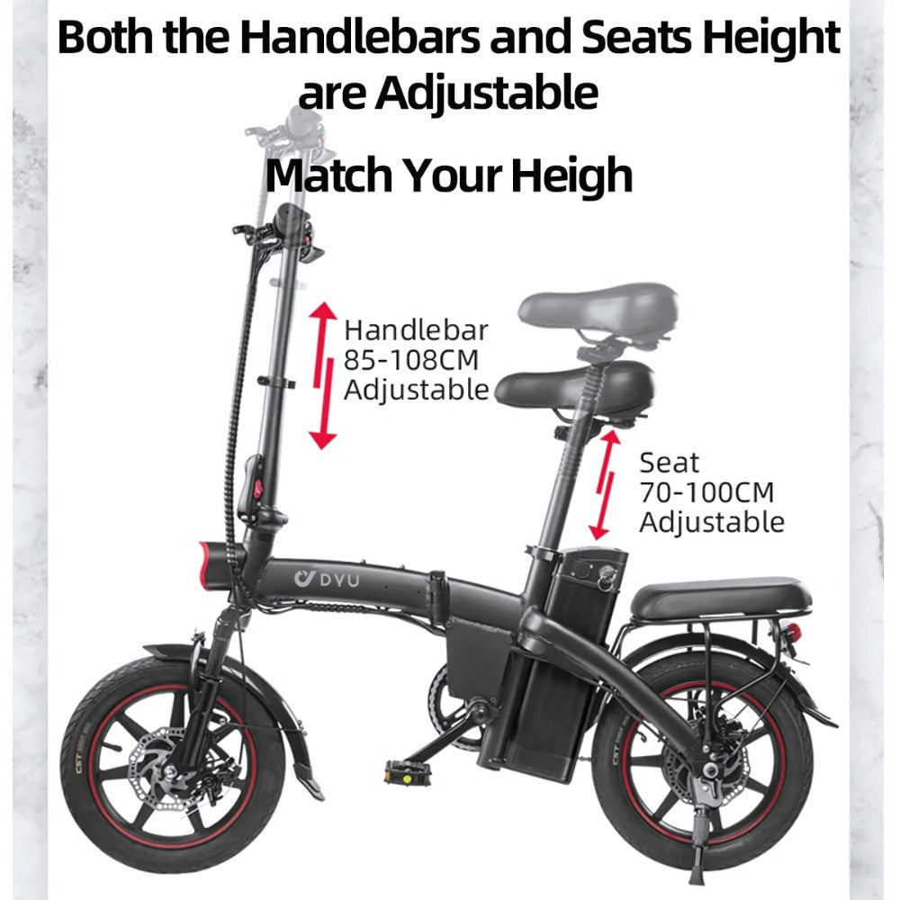 Bicicleta-eléctrica-DYU-A5-con-motor-de-250W-y-alcance-de-60KM