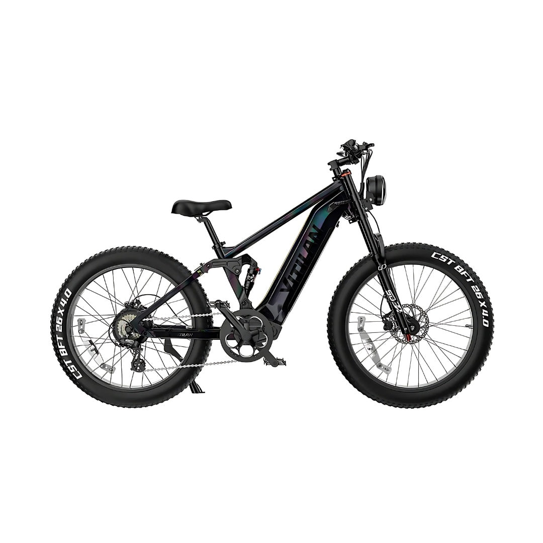 Vitilan T7 Pro 1000W Electric Mountain Bike – 52V 20Ah Battery, 35MPH Speed, 80 Mile Range, Full Suspension, 8-Speed Gear