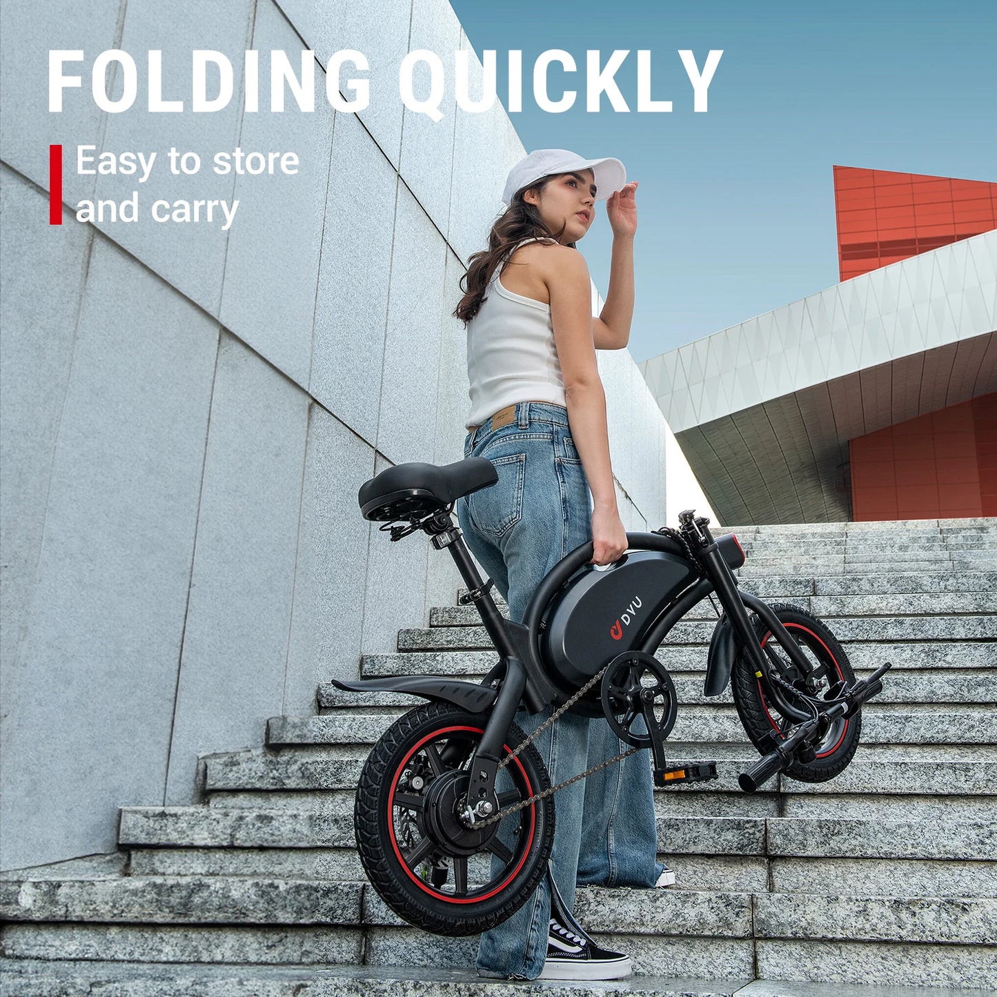 D3F 14 in Folding Electric Bicycle 90% pre-assembled electric bike