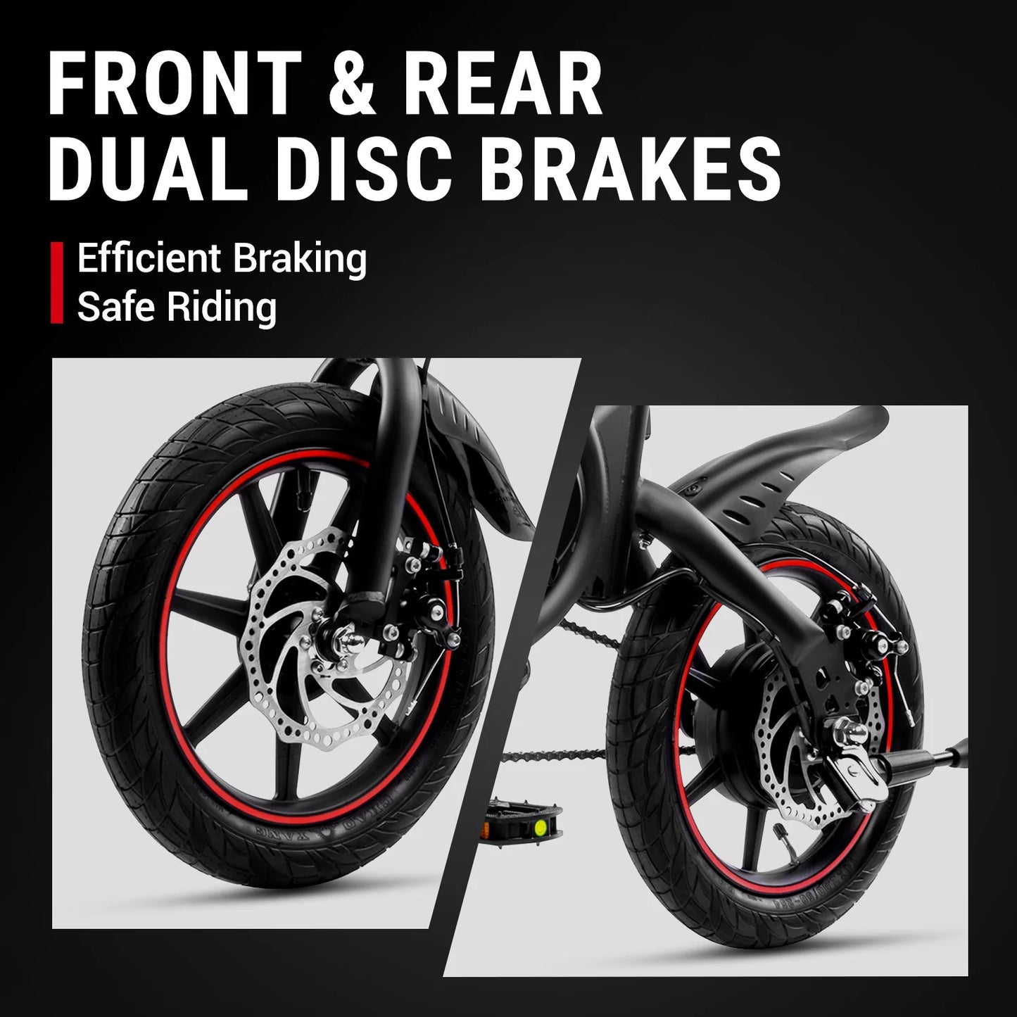 DYU D3F Smart Ebike Front and Rear Disc Brakes