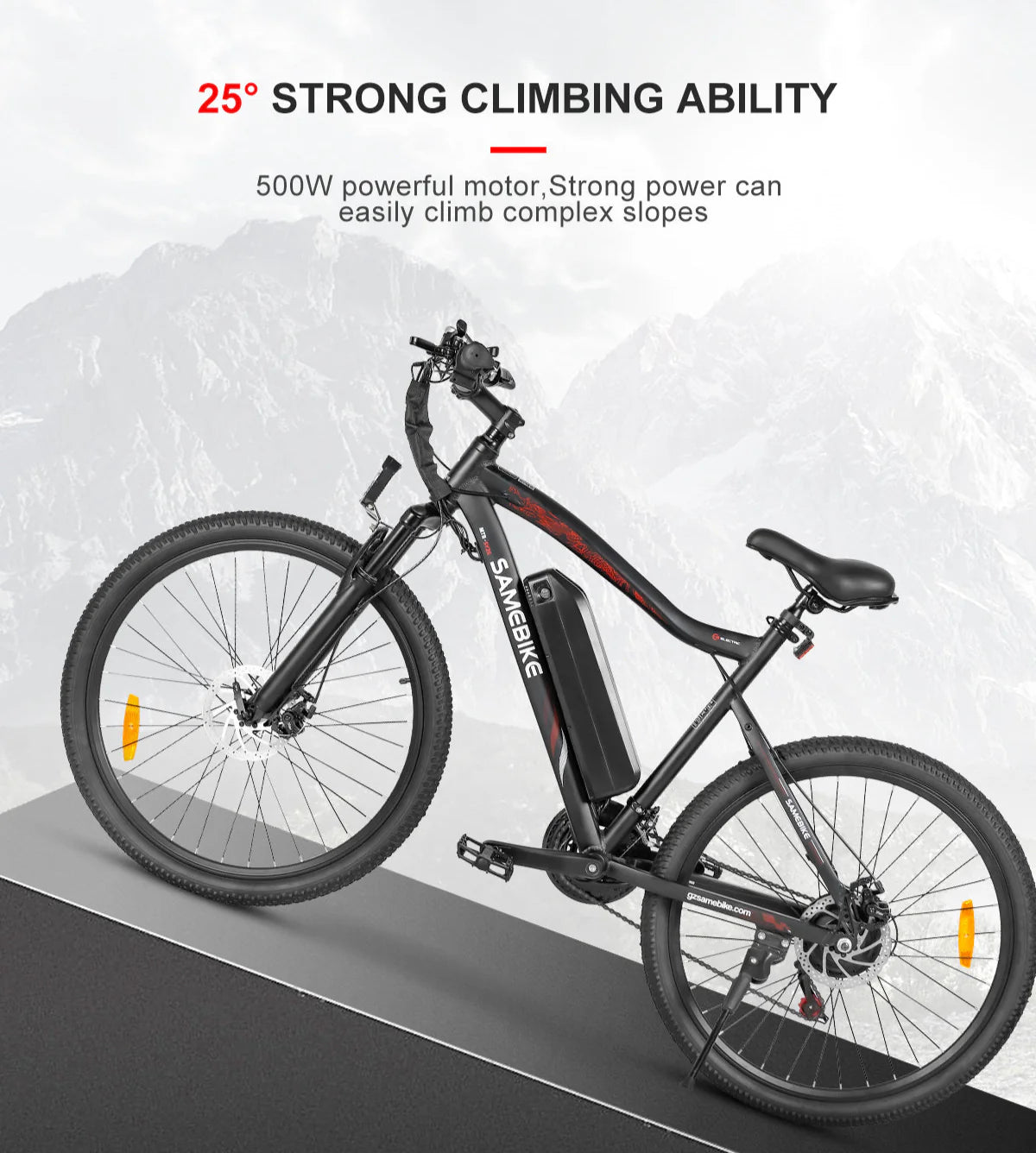 SAMEBIKE SY26-II 500W Motor Mountain Electric Bike 70KM Range 36V 13Ah Battery 32KM/H Max Speed Dual Suspension - PicarlyRide
