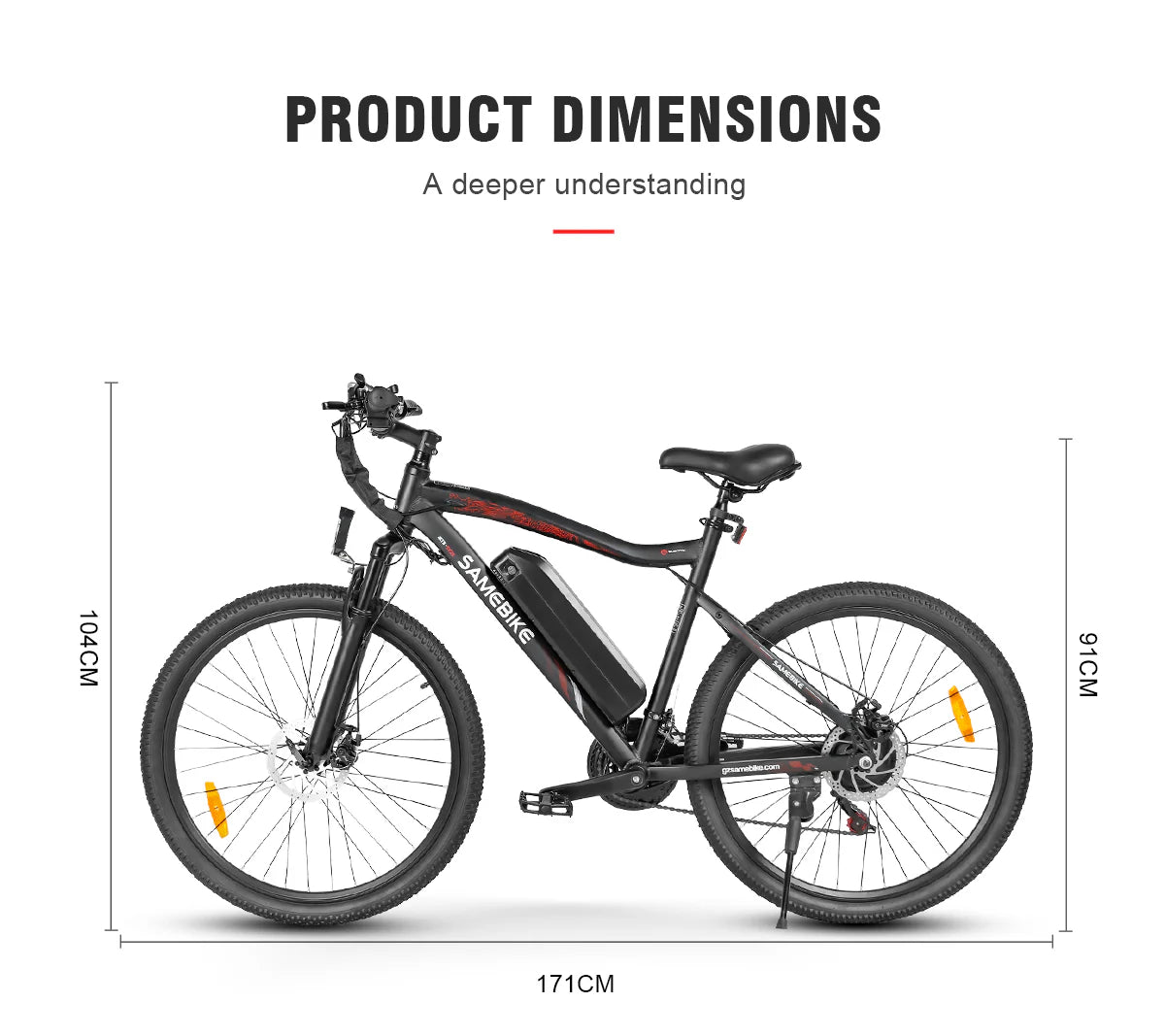 SAMEBIKE SY26-II 500W Motor Mountain Electric Bike 70KM Range 36V 13Ah Battery 32KM/H Max Speed Dual Suspension - PicarlyRide