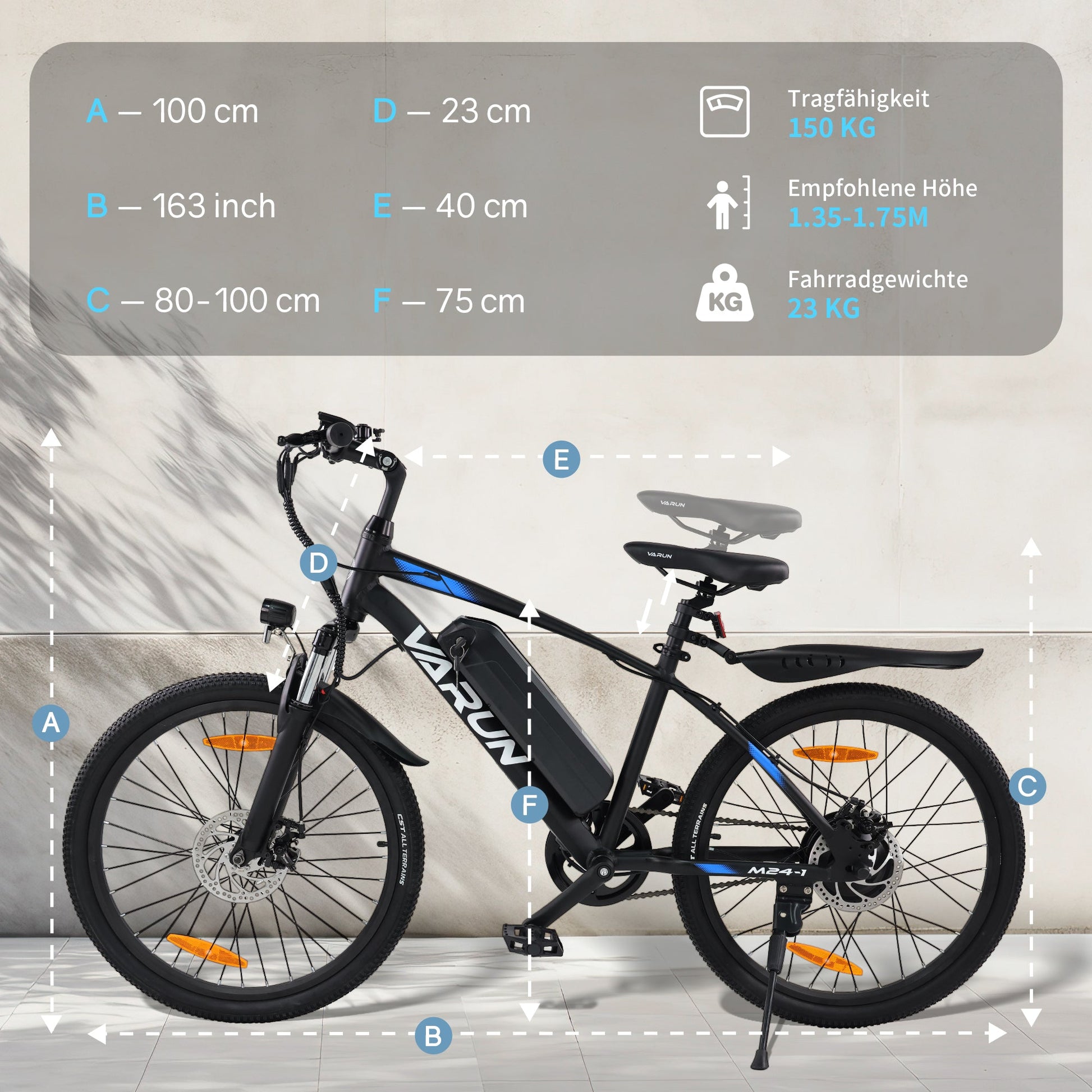 VARUN M24-1 Electric Bike Dimensions