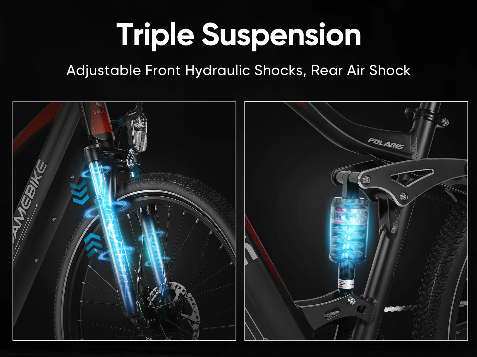 SAMEBIKE XD26-II 750W Motor Electric Dual Suspension Hybrid Bike 110km Range 48V 15Ah Battery 40km/h Speed - PicarlyRide