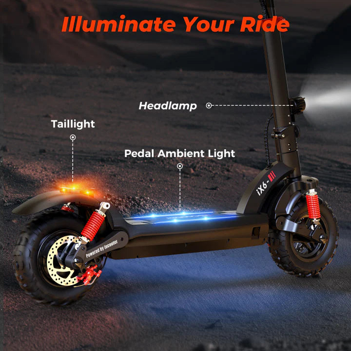 iScooter iX6 1200W Off Road Electric Scooter 37 Miles Range 48V Battery 28 MPH Top Speed - PicarlyRide