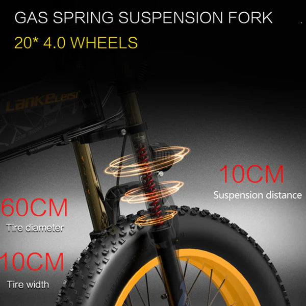 LANKELEISI X3000 Plus-UP 1000W Motor Fat Tire Snow Electric Bike 60-120KM Range 48V 17.5Ah Battery - PicarlyRide