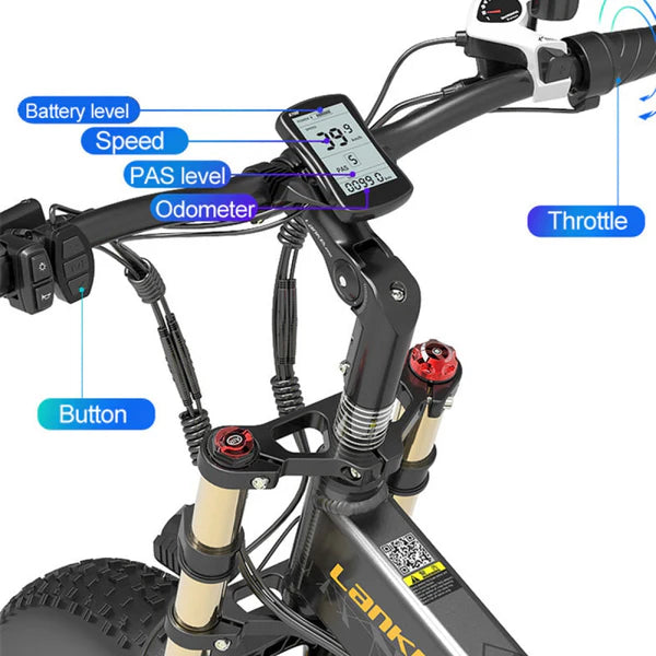 LANKELEISI X3000 Plus-UP 1000W Motor Fat Tire Snow Electric Bike 60-120KM Range 48V 17.5Ah Battery - PicarlyRide