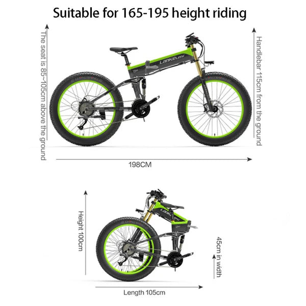 LANKELEISI  XT750 PLUS 1000W Motor Big Fork Fat Tire Electric Mountain Bike 60-120KM Range 48V 17.5Ah Battery - PicarlyRide