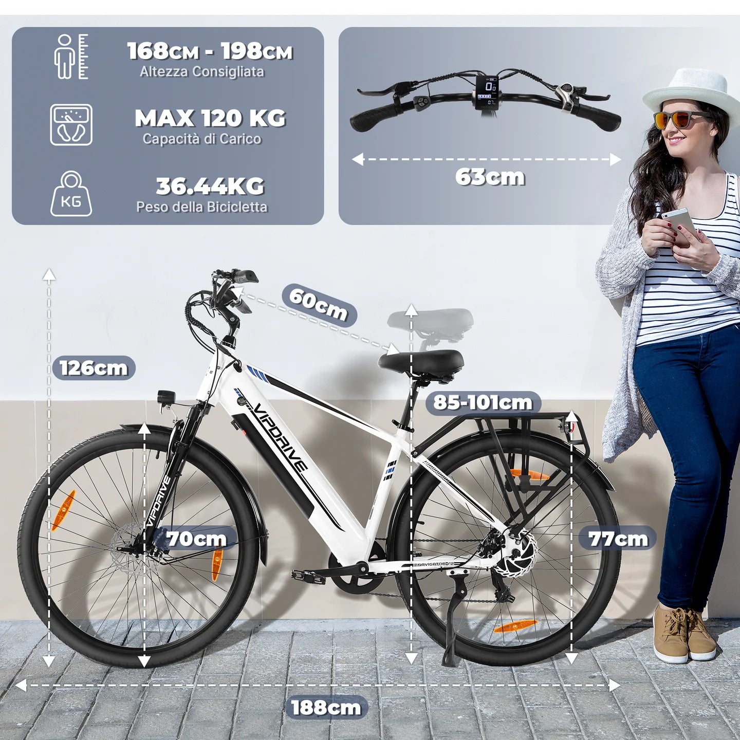 Bicicletta-elettrica-VIPDRIVE-NAVIGATOR-1.1-per-commuting-con-motore-250W