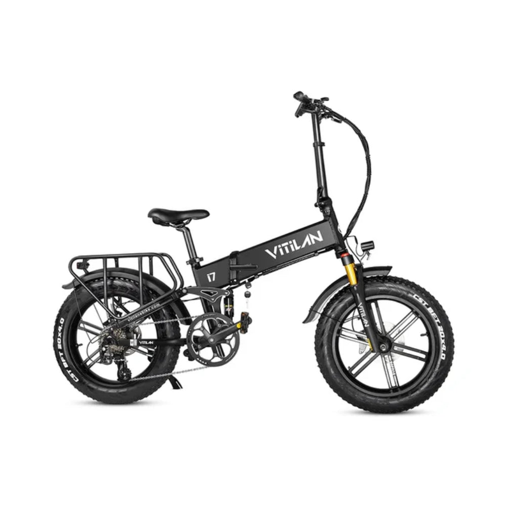 Vitilan I7 Pro 750W Motor Folding Full Suspension Electric Bike 40–65 Miles Range 48V 20Ah Battery Class 3 Speed