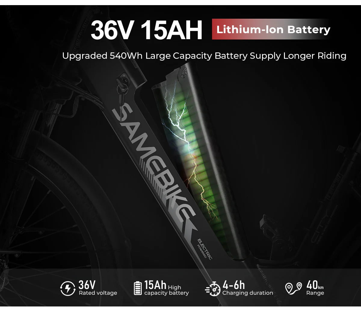 SAMEBIKE replacement battery