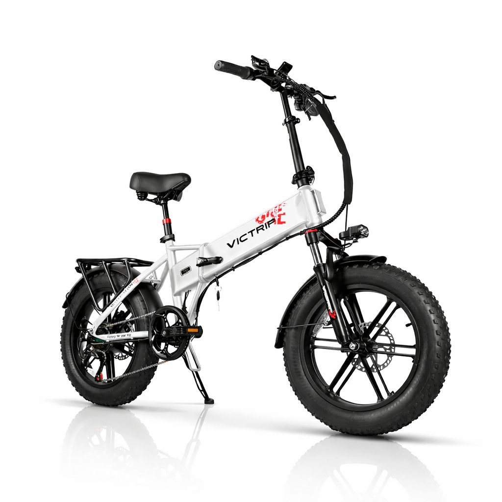 Electric cycle white folding fat tire ebike Victrip T5 long range electric bike for city commuting and delivery use