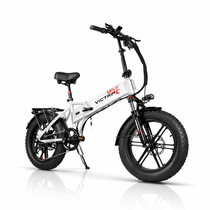 Electric cycle white folding fat tire ebike Victrip T5 long range electric bike for city commuting and delivery use
