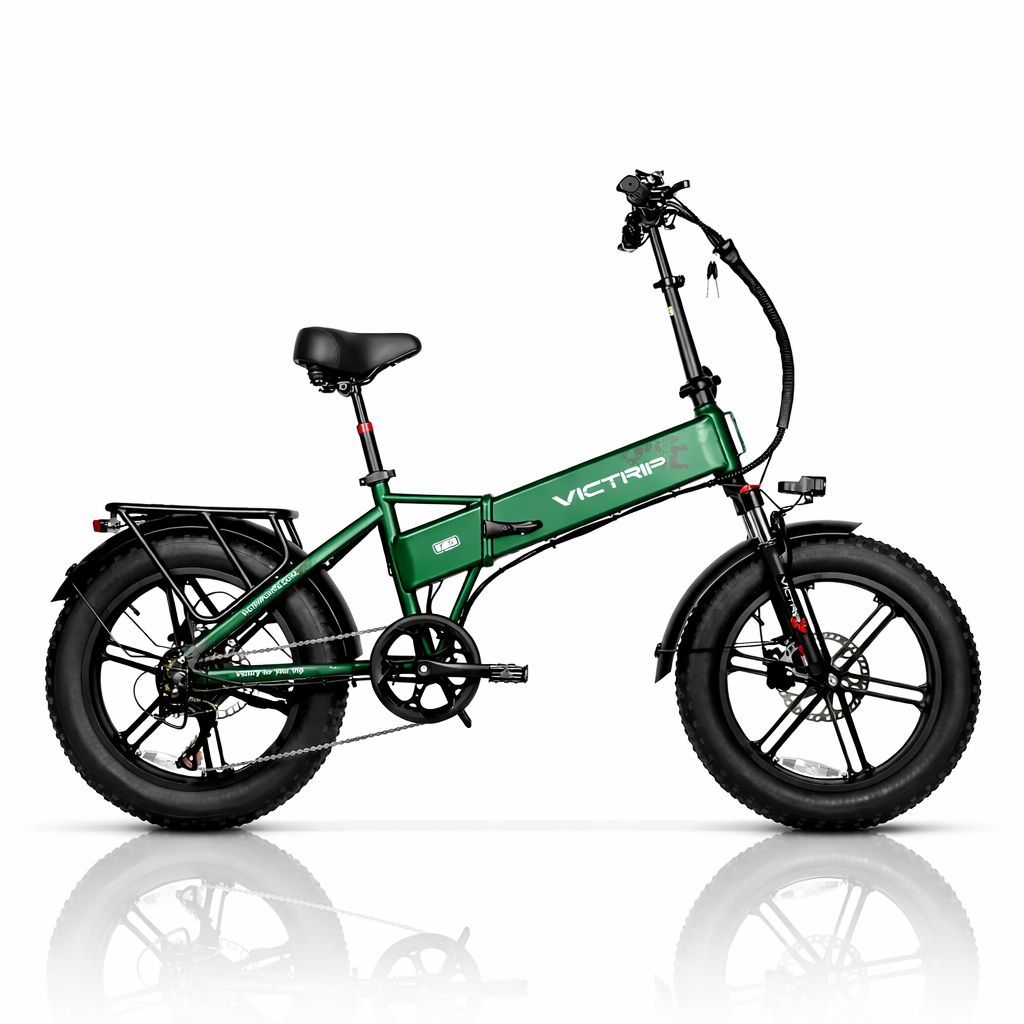 Bici elettrica pieghevole Victrip T5 con pneumatici fat tire, batteria 720Wh 48V 15Ah, motore 250W, autonomia fino a 80 km, bici elettrica da città lunga distanza, e-bike compatta per pendolari, velocità 25 km/h, ricarica rapida 4-5 ore