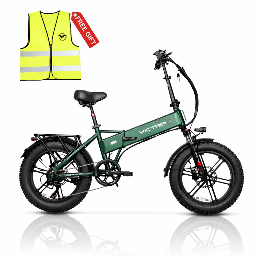 Bici elettrica pieghevole Victrip T5 fat tire per città e pendolari, batteria 720Wh 48V 15Ah, motore 250W, autonomia fino a 80 km PAS, 65 km throttle, e-bike compatta lunga distanza, velocità 25 km/h, ricarica rapida 4-5 ore